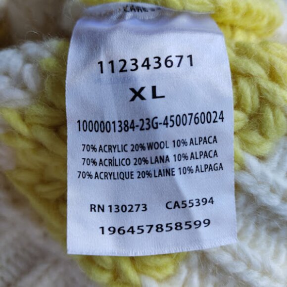 WRANGLER | Butter Yellow White Chunky Wool Alpaca Blend Striped Knit Sweater XL - Picture 15 of 16